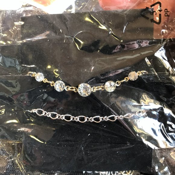 5 Pc NIP NWT New Necklace Bracelet Lot Silver Gold Tone SAQ Rhinestone Tassel - Picture 3 of 9